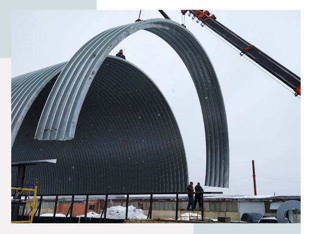 Полукруглые ангары в Прокопьевске